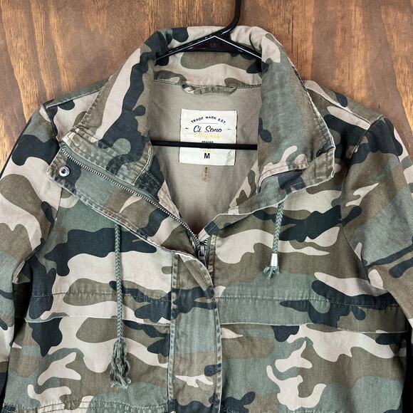 Ci Sono Originals Womens Jacket Green Camouflage Utility 100% Cotton Medium - Picture 2 of 13